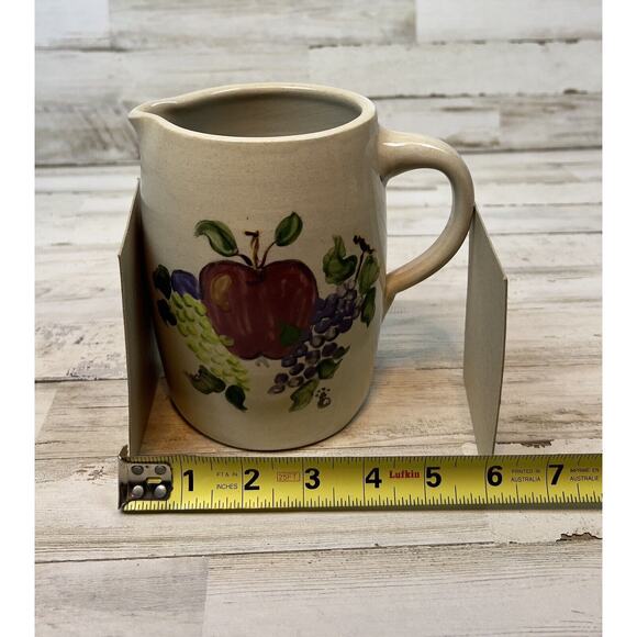 Casey Pottery Marshall Texas 6" Pitcher Pottery Apple Grapes Handmade - Picture 8 of 8